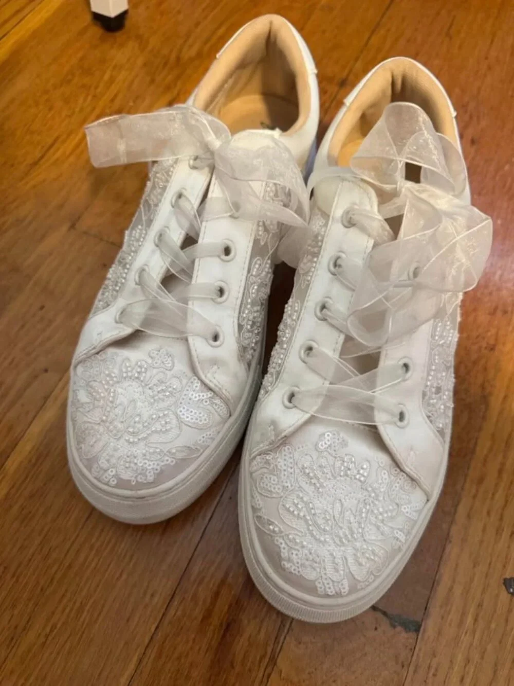 Betsey Johnson Ivory Bridal Sneakers – Size 10